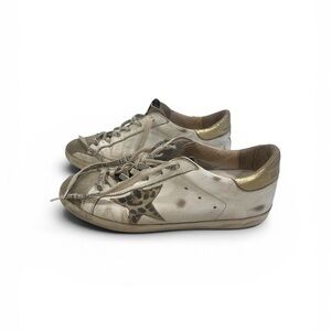 Golden Goose Sneakers with Leopard Star and Gold Details